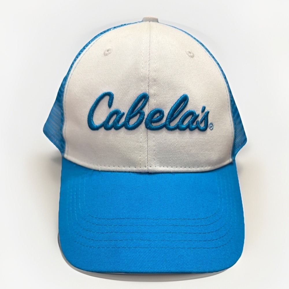 Cabela's Snapback Trucker Hat Blue White Cap Hat Adjustable Hat White Adult